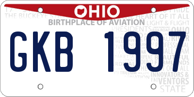 OH license plate GKB1997