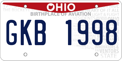 OH license plate GKB1998