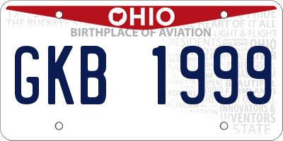OH license plate GKB1999