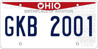 OH license plate GKB2001