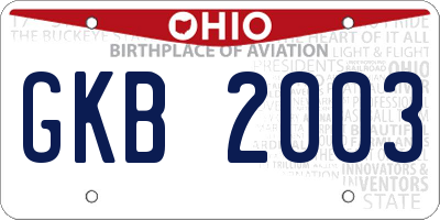 OH license plate GKB2003