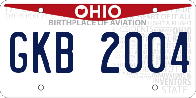OH license plate GKB2004