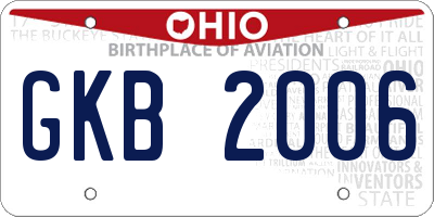 OH license plate GKB2006