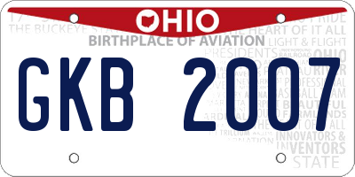 OH license plate GKB2007