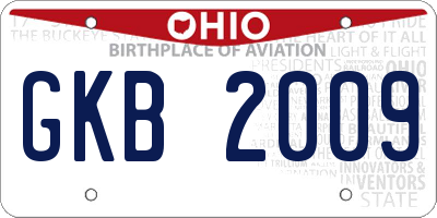 OH license plate GKB2009