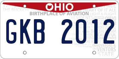 OH license plate GKB2012