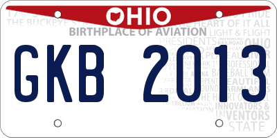 OH license plate GKB2013