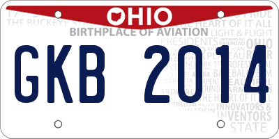 OH license plate GKB2014
