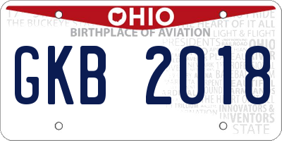 OH license plate GKB2018