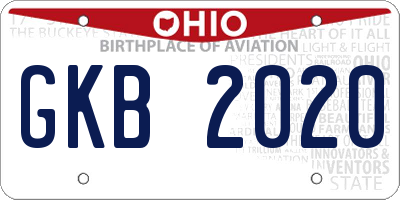 OH license plate GKB2020