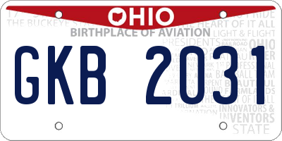 OH license plate GKB2031