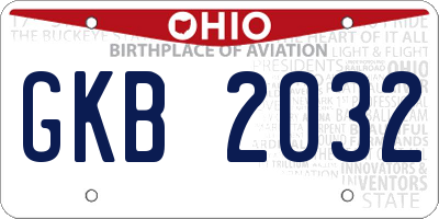 OH license plate GKB2032