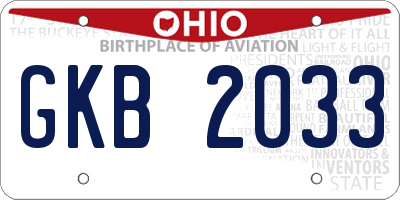 OH license plate GKB2033