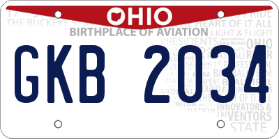 OH license plate GKB2034