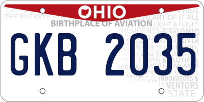 OH license plate GKB2035