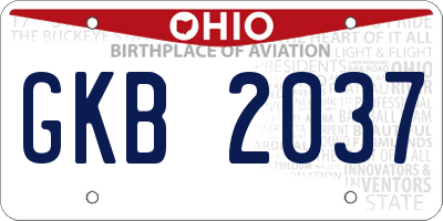 OH license plate GKB2037