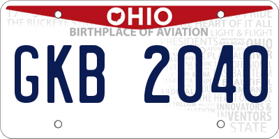 OH license plate GKB2040