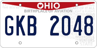 OH license plate GKB2048
