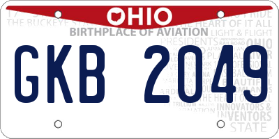OH license plate GKB2049