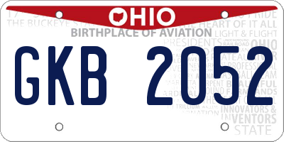 OH license plate GKB2052