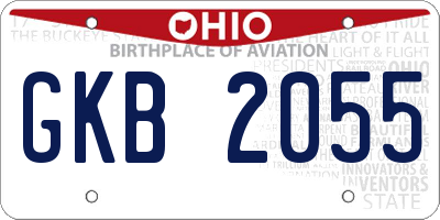 OH license plate GKB2055