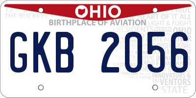OH license plate GKB2056