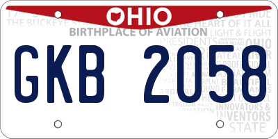 OH license plate GKB2058