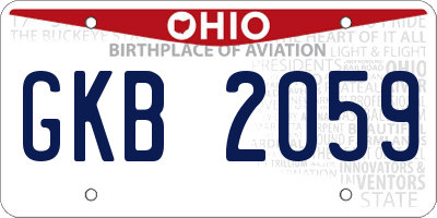 OH license plate GKB2059