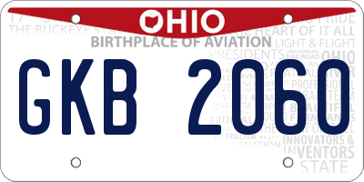 OH license plate GKB2060