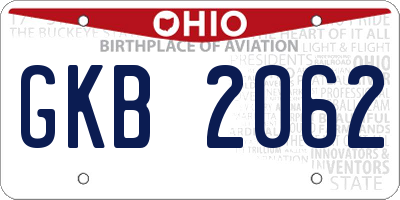 OH license plate GKB2062