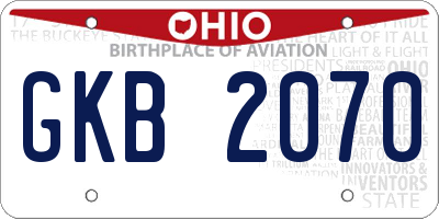 OH license plate GKB2070