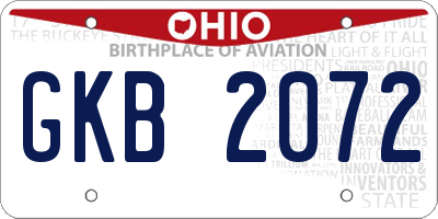 OH license plate GKB2072