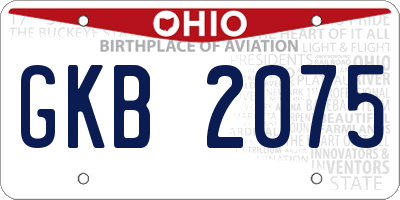 OH license plate GKB2075