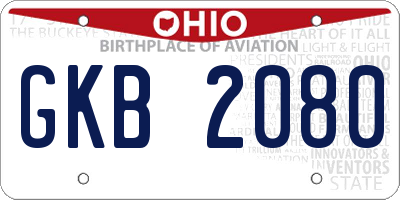 OH license plate GKB2080