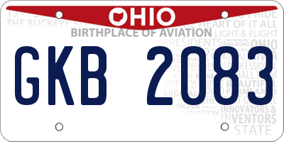 OH license plate GKB2083