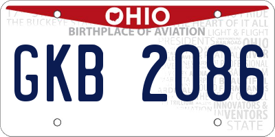 OH license plate GKB2086