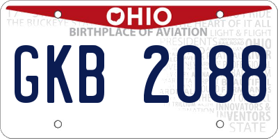 OH license plate GKB2088