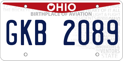 OH license plate GKB2089