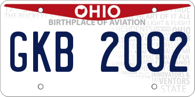 OH license plate GKB2092