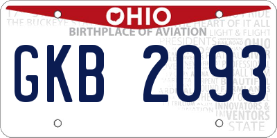 OH license plate GKB2093