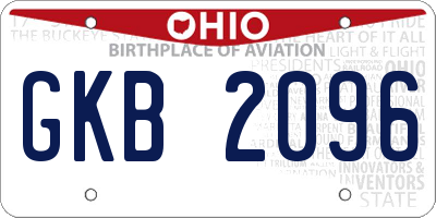 OH license plate GKB2096