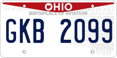 OH license plate GKB2099