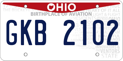 OH license plate GKB2102