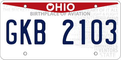 OH license plate GKB2103