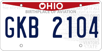 OH license plate GKB2104