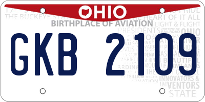 OH license plate GKB2109