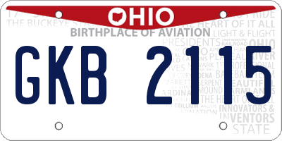 OH license plate GKB2115