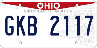 OH license plate GKB2117