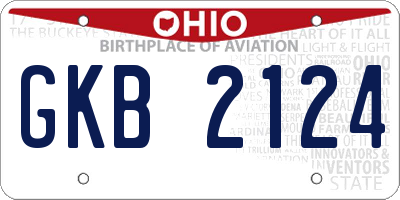 OH license plate GKB2124
