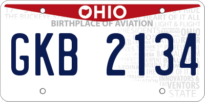 OH license plate GKB2134